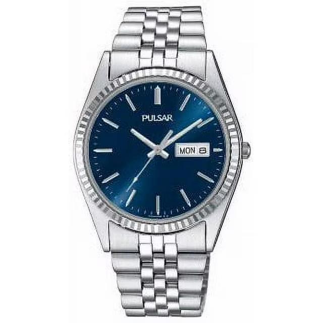 Mens Stainless Steel Case and Bracelet Blue Dial Silver Watch - PXF303