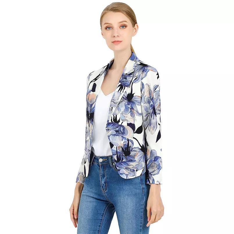 Women's Open Front Floral Print Blazer